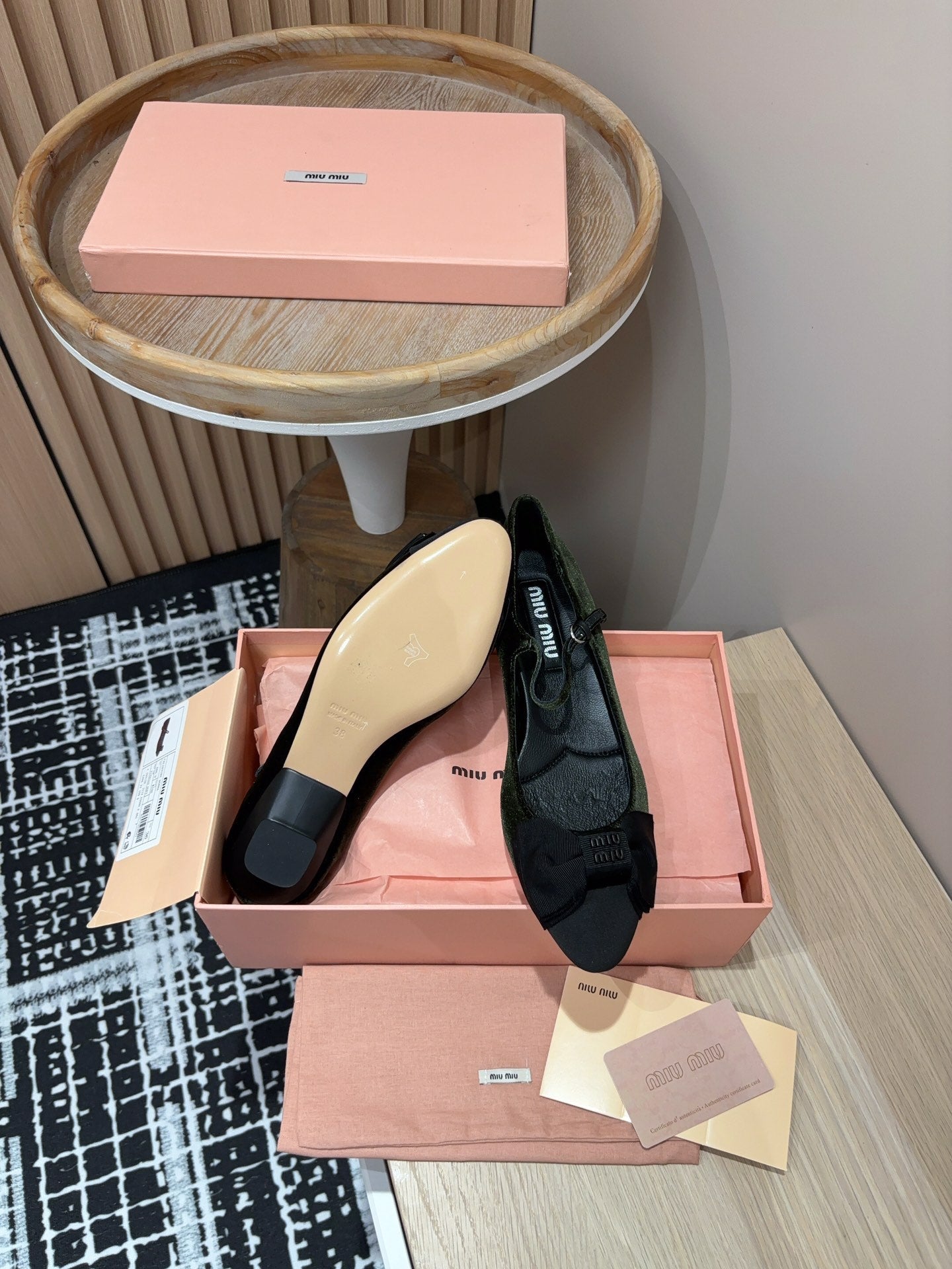 Miu Mary Jane Dark Green And Black Velvet