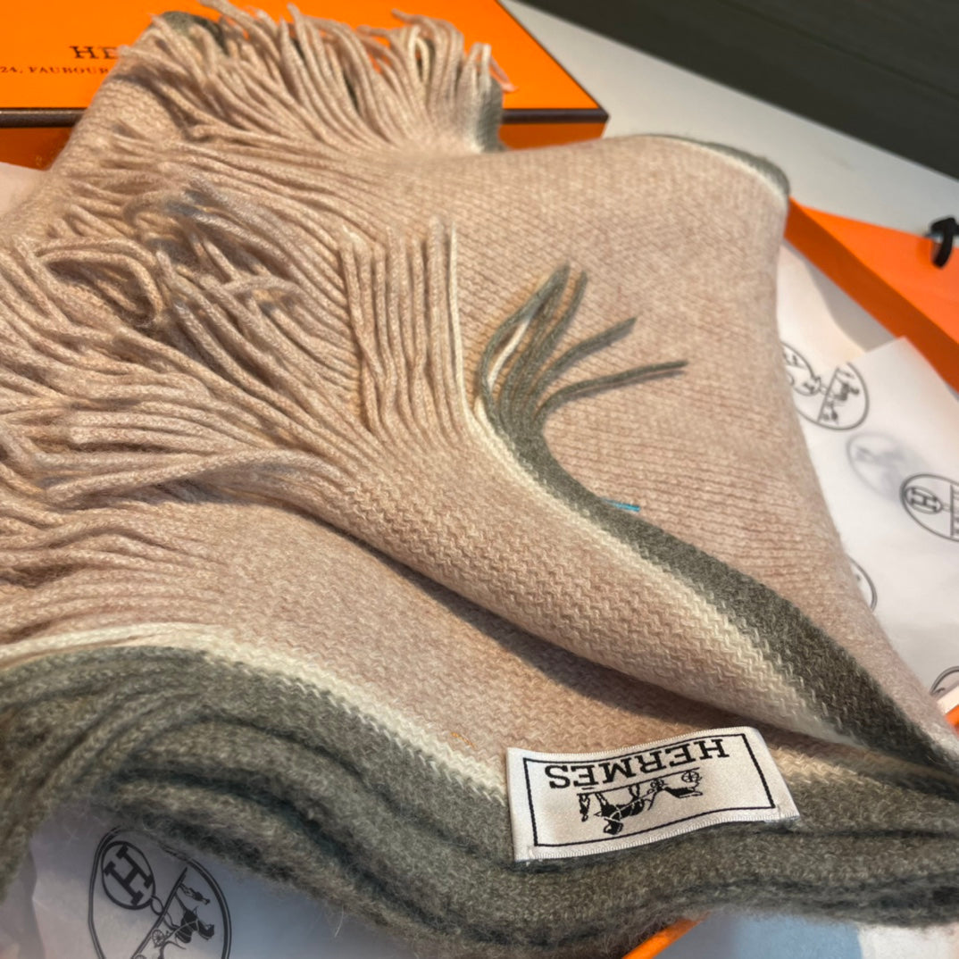 Scarf 180 CM Beige Mix Grey White Cashmere Knit 398251