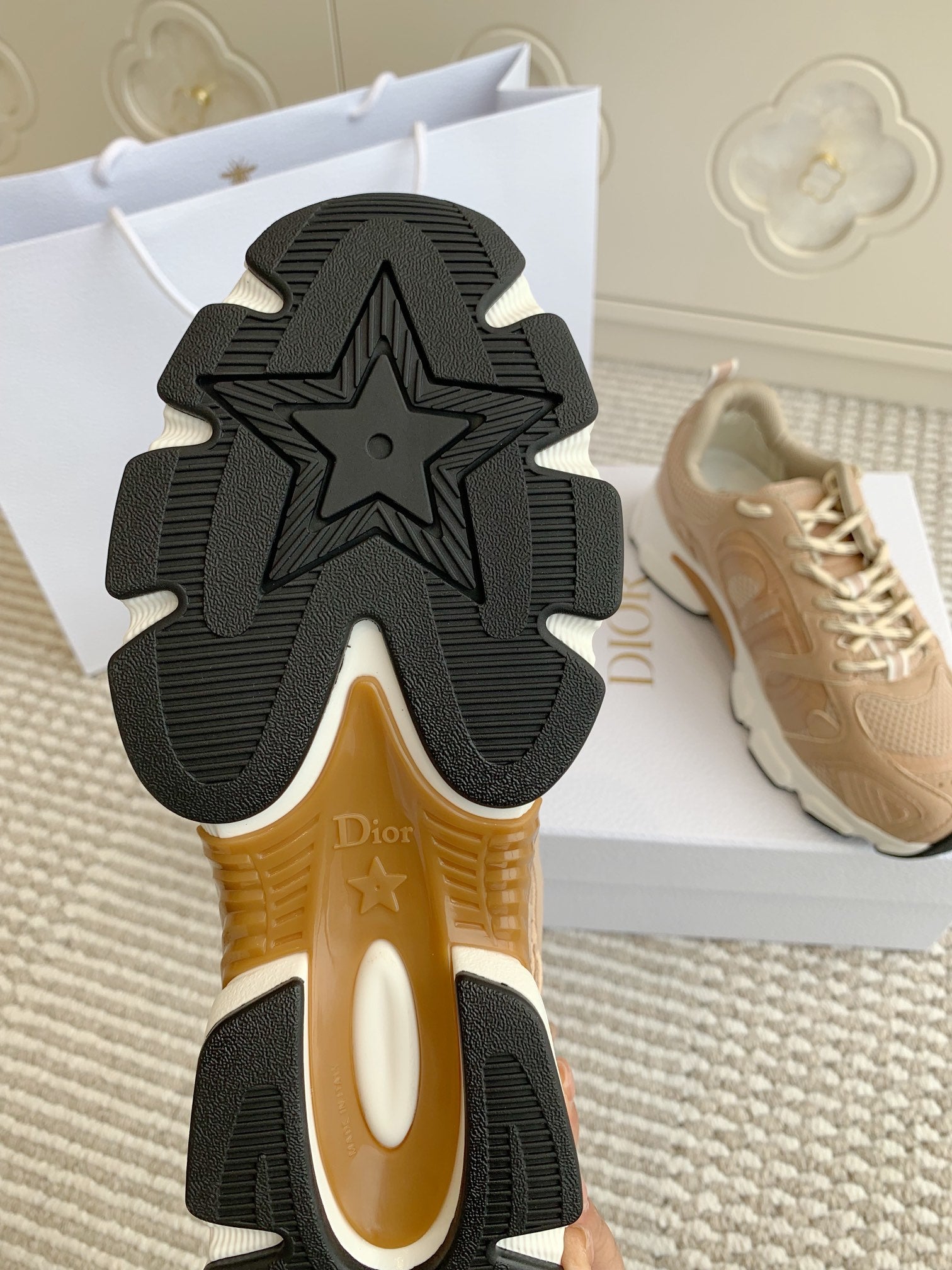 CD Chrono Sneaker In Brown Mesh Fabric And Suede 105381