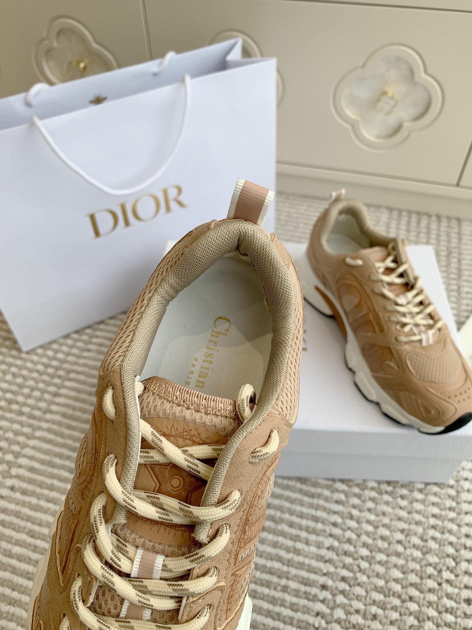 CD Chrono Sneaker In Brown Mesh Fabric And Suede 105381