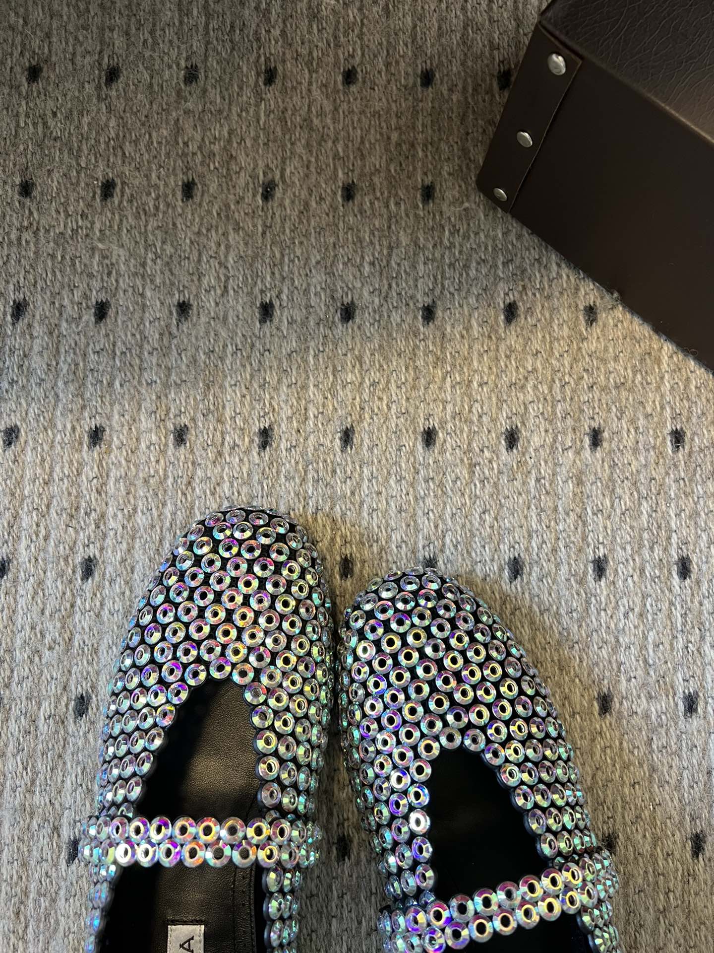 Alaia 25 Embellished Mary Jane Ballet Flats Multicolor Suede 303686