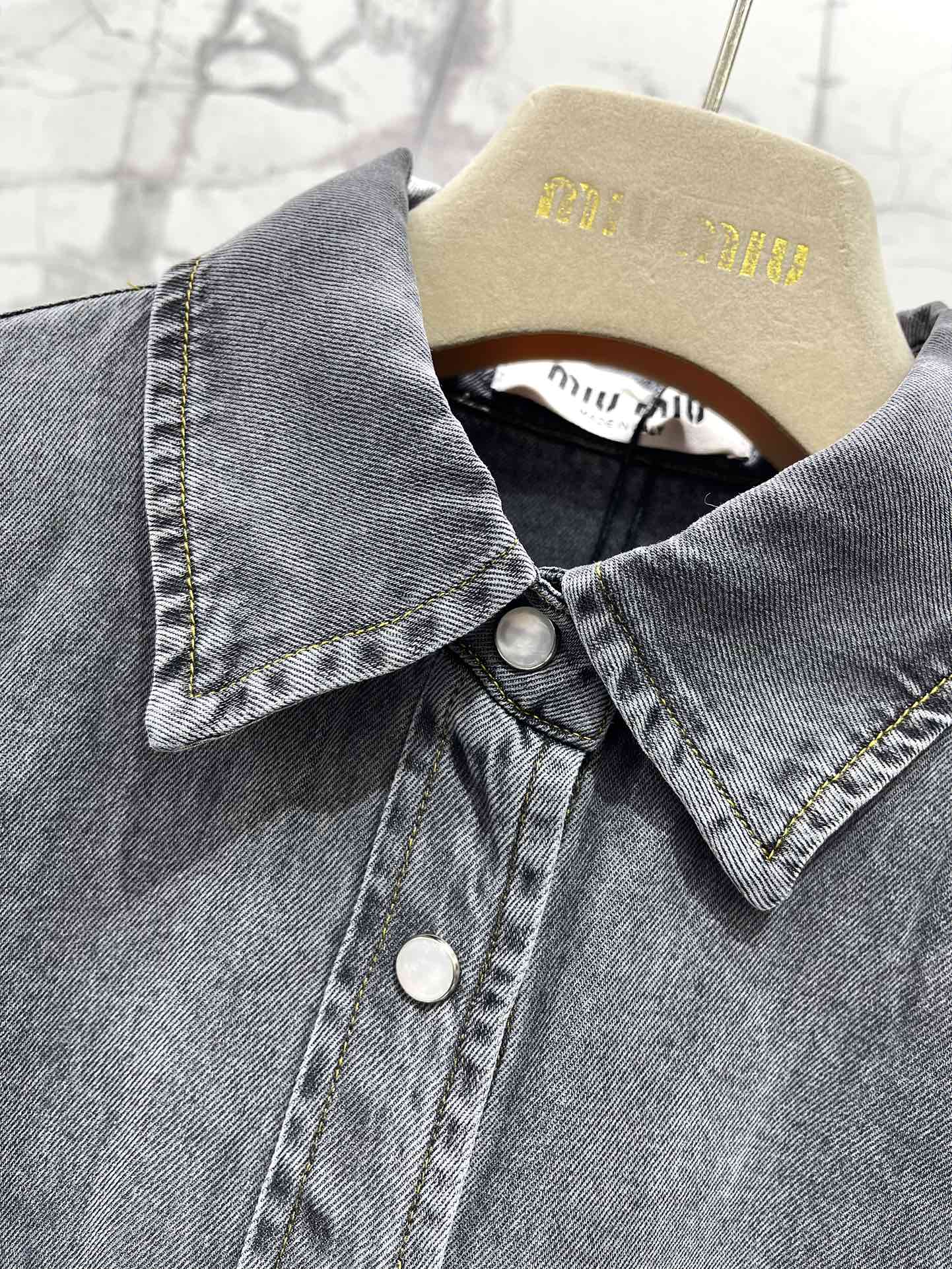 Miu Miu Denim Shirt Smoky Grey Cotton