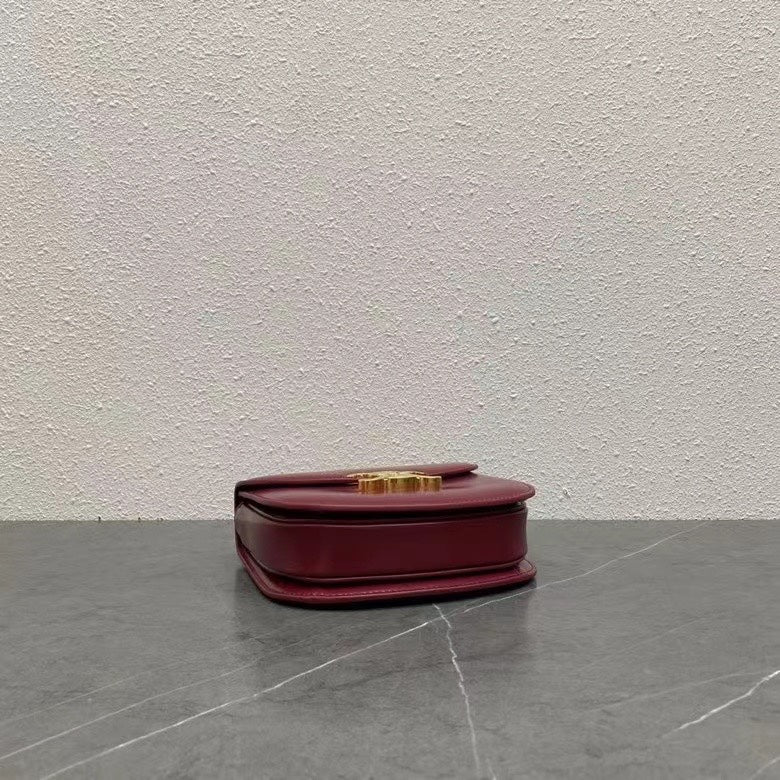 Celine Chain Besace Clea Bag Triomphe Burgundy Calfskin GHW