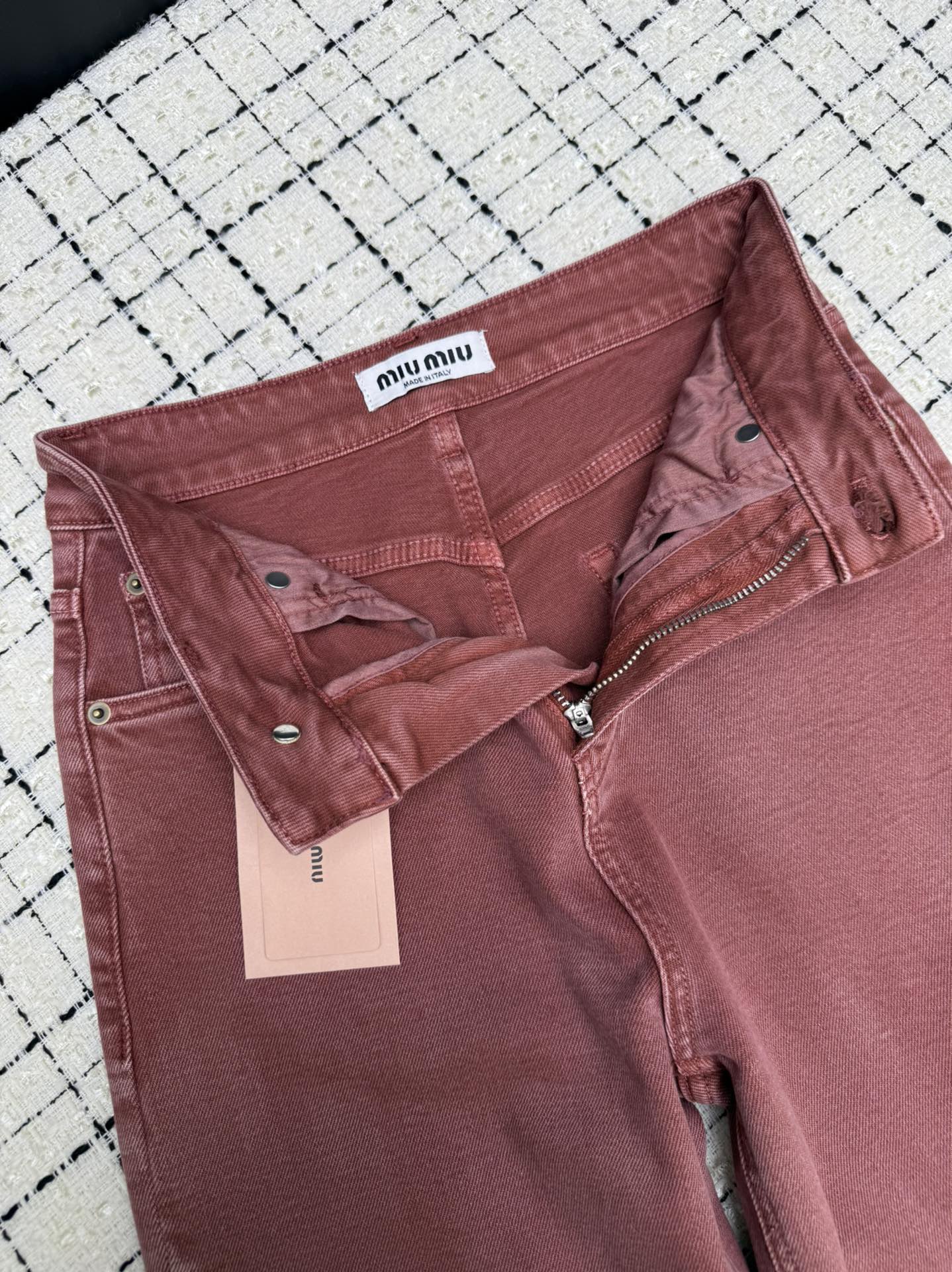 Miu Appliqué Embroidered Straight Leg Jeans Denim 404846