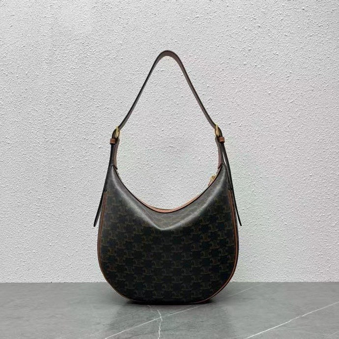 Celine Héloïse Bag Triomphe Black Brown Canvas & Calfskin