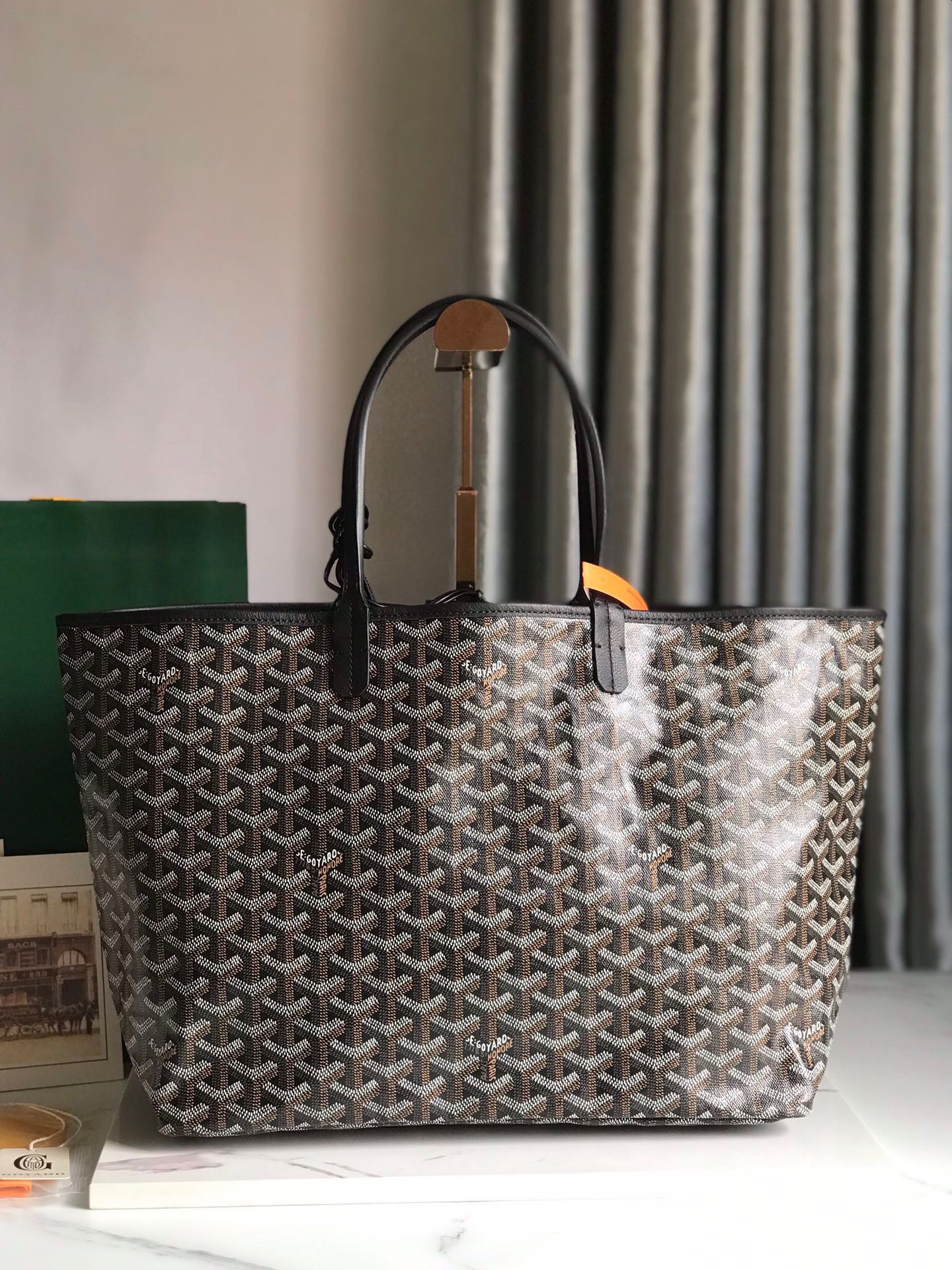 Goyard Hulot Saint Louis PM Bag 34cm Black Canvas & Calfskin
