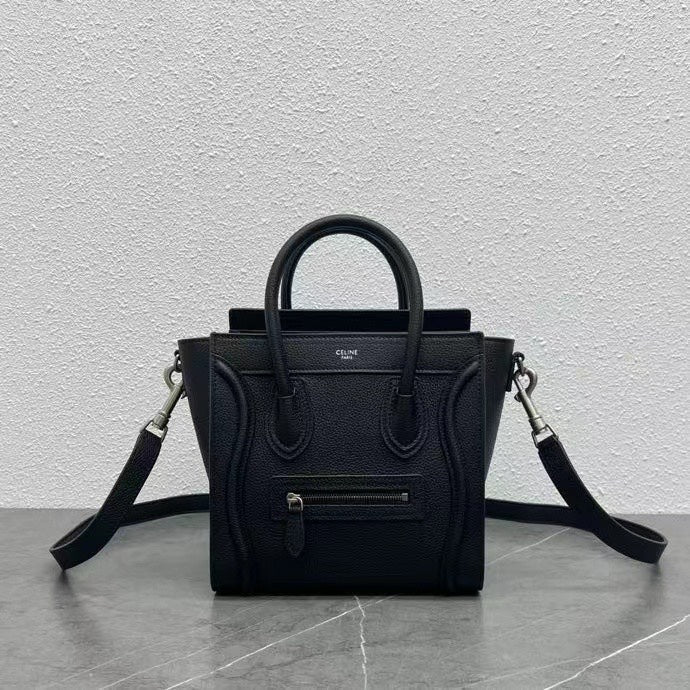 Celine Luggage Nano Bag 20cm Black Cowhide