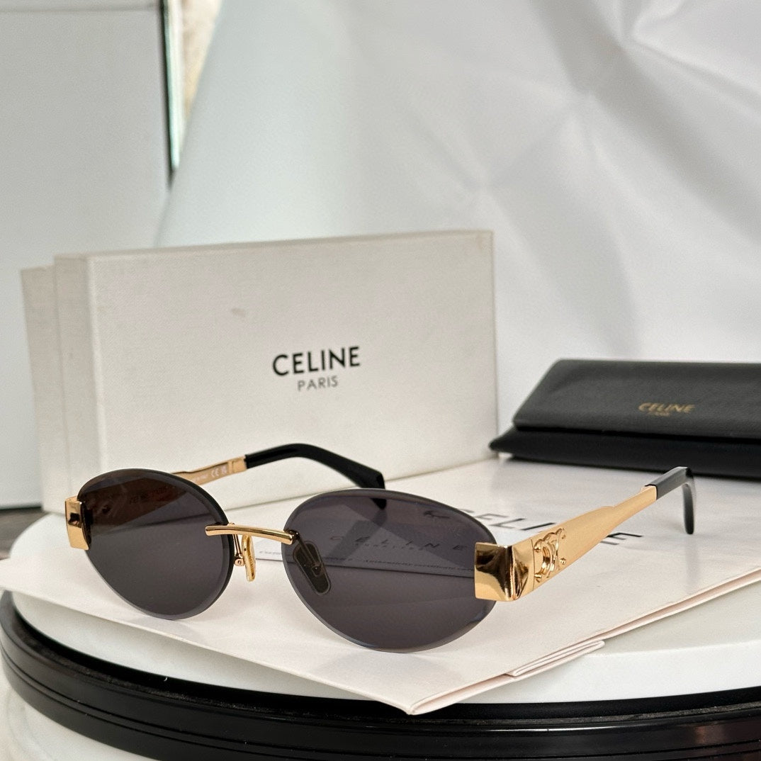TRIOMPHE OVAL SUNGLASS CL40240l IN METAL