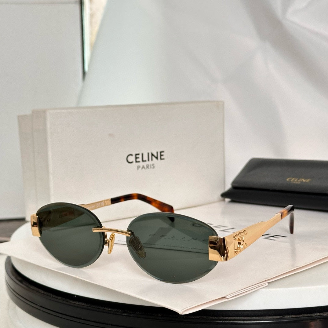 TRIOMPHE OVAL SUNGLASS CL40240l IN METAL