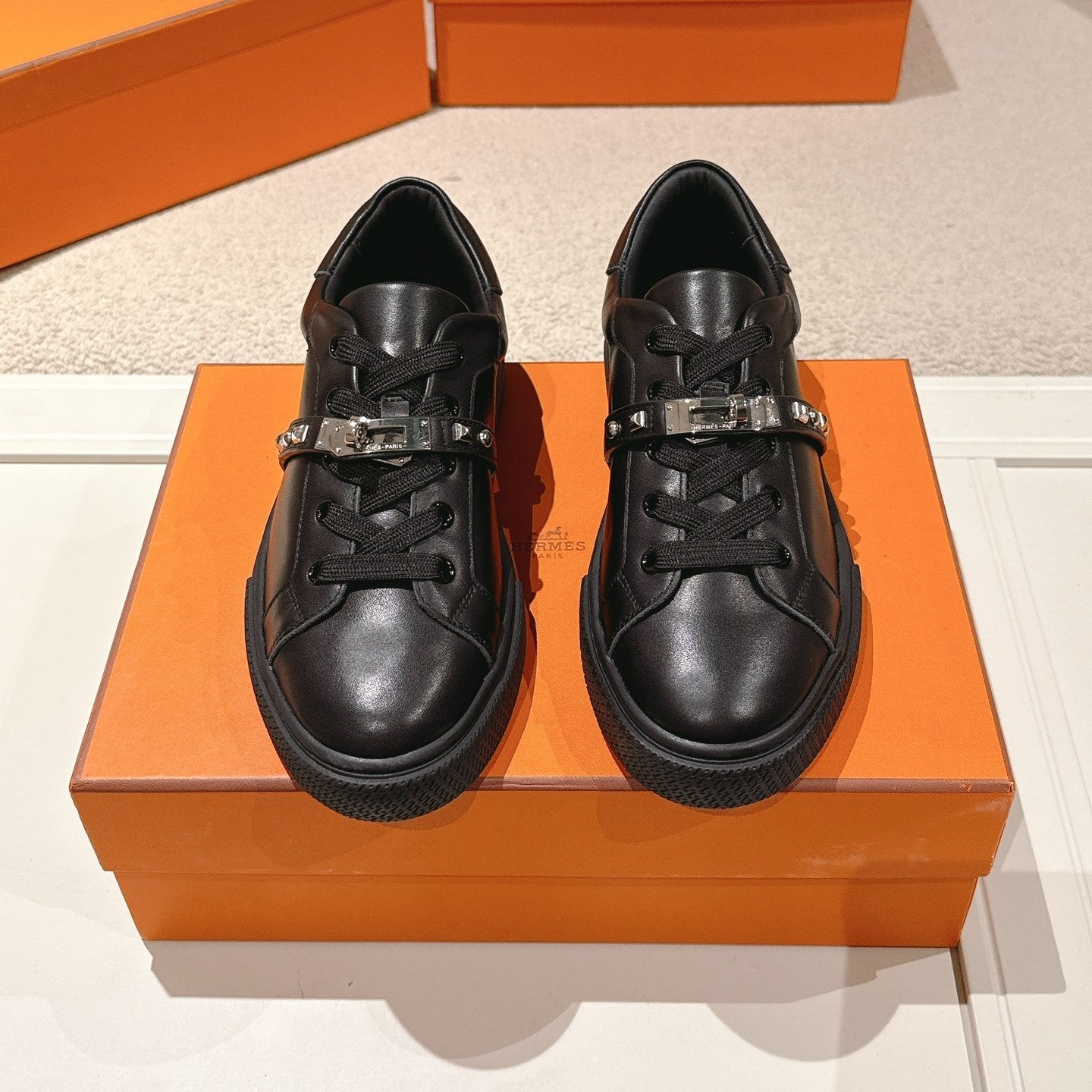 HM Day Sneakers Studs Black Calfskin 577509