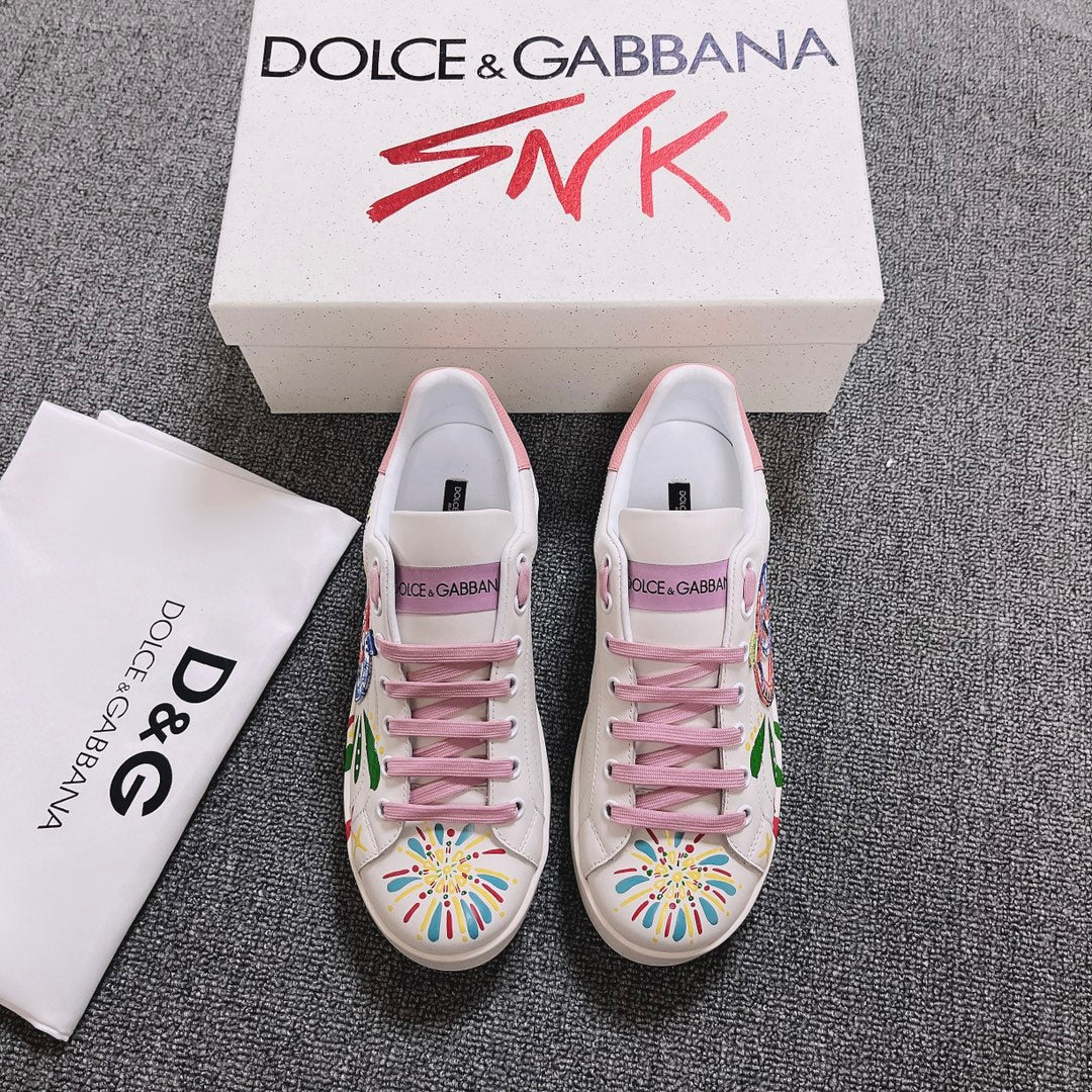 DC Portofino Limited Edition Sneakers Pink Snake Embroidery & Sheepskin 288470