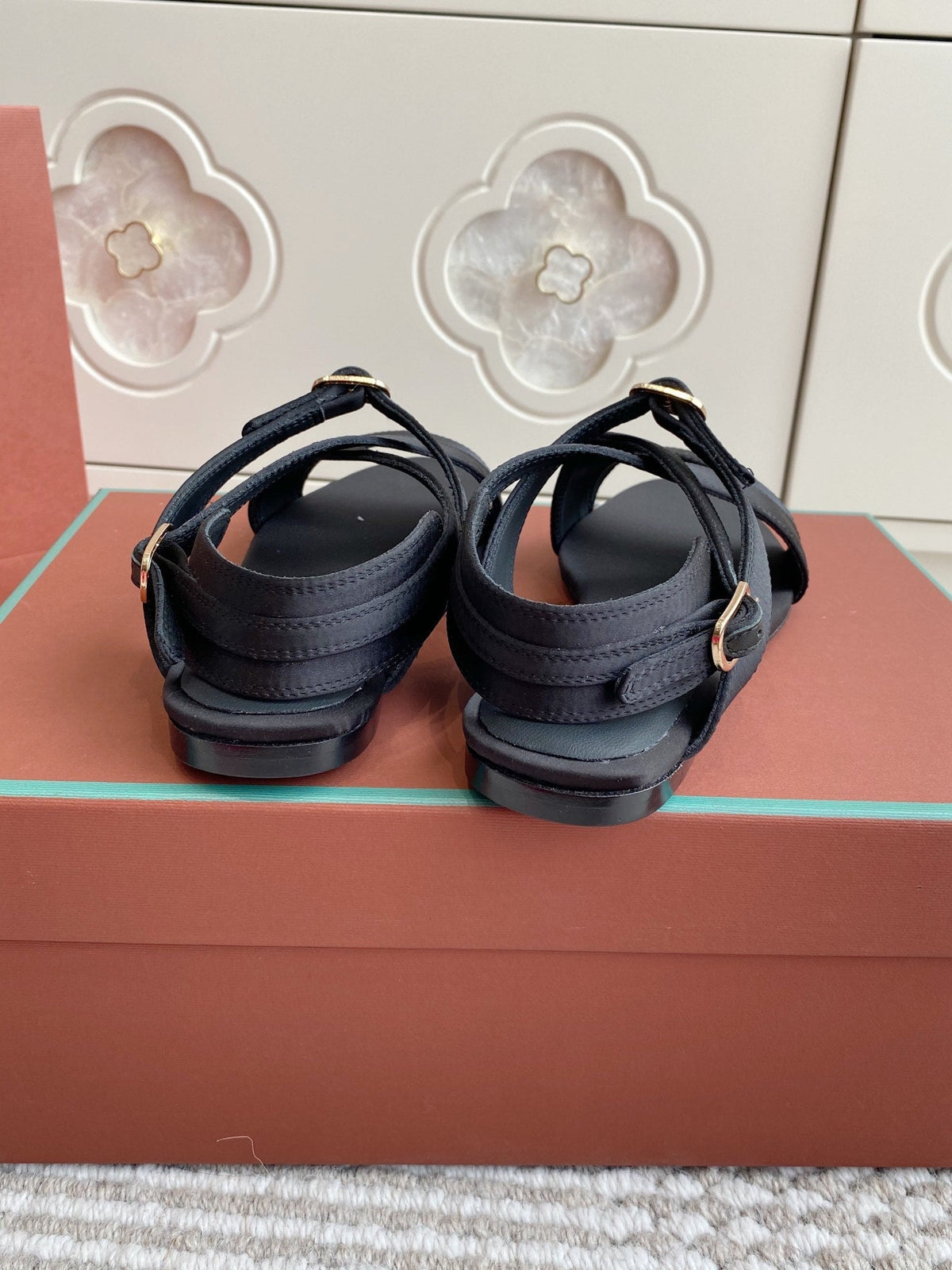 LP Sandals In Black Satin