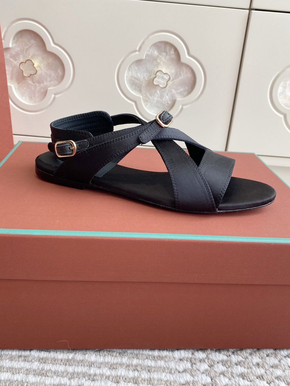 LP Sandals In Black Satin