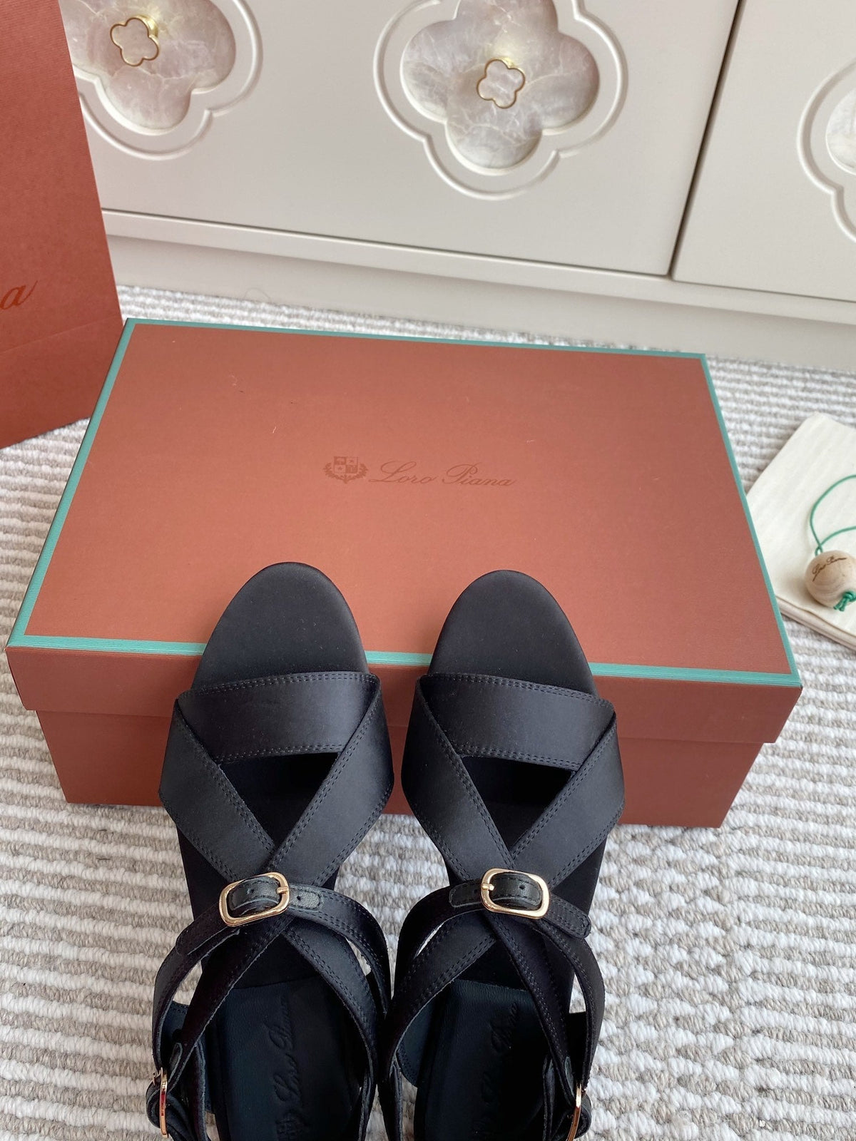 LP Sandals In Black Satin