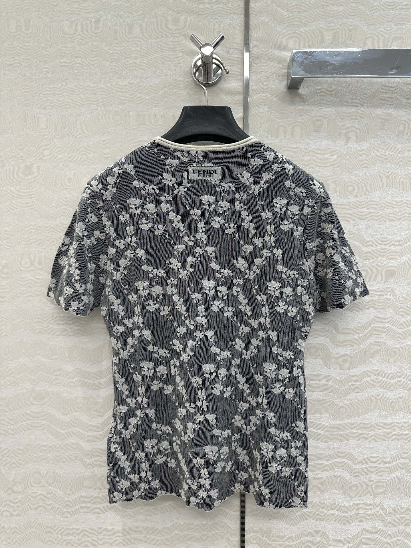 Fendi Knitted Top Dark Gray Cotton Viscose