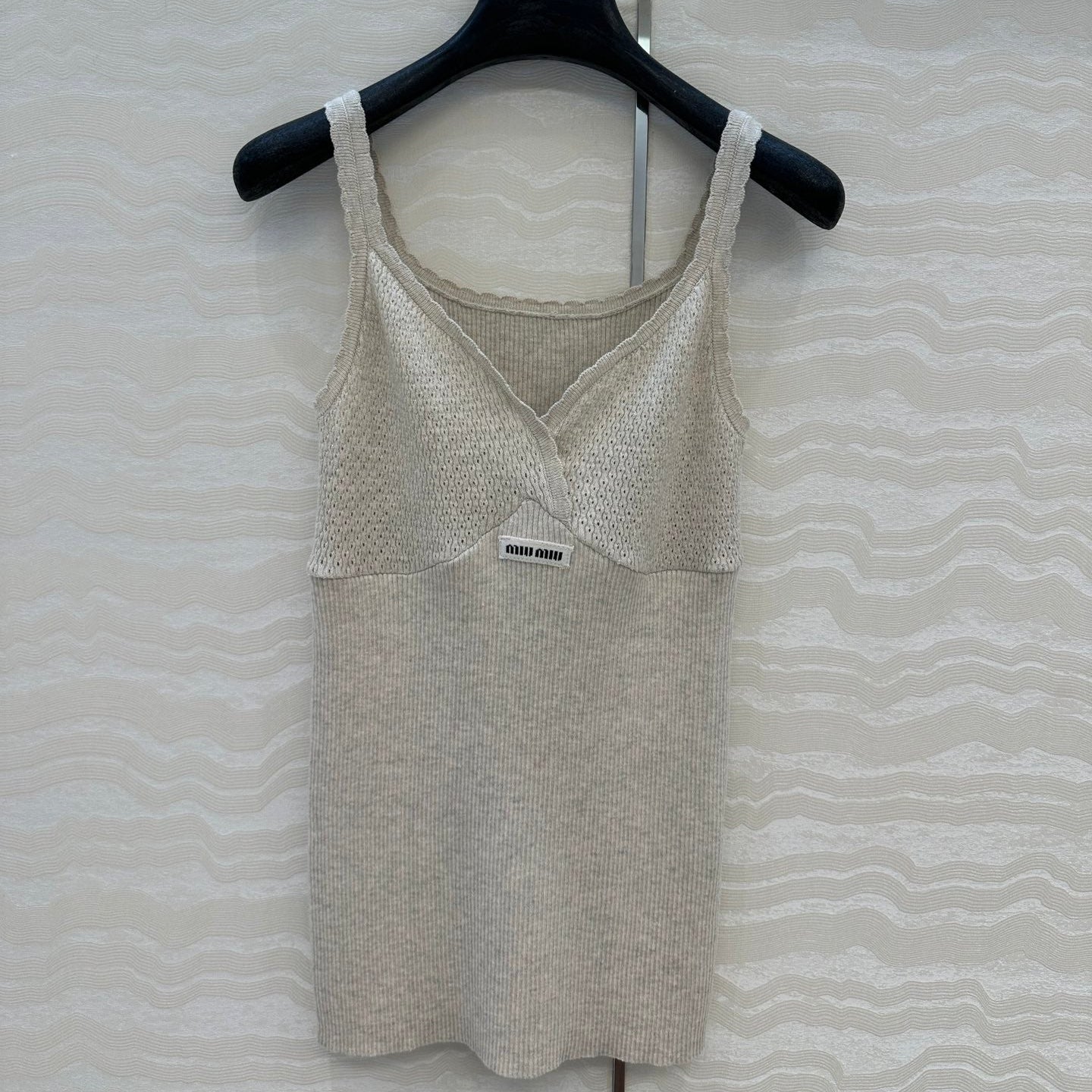 Miu SS26 Knit Top Ivory Cotton 351114