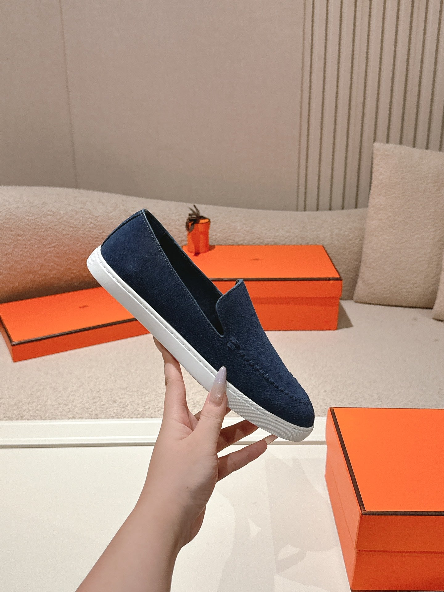 HM Julien Loafer Navy Blue Suede 577428