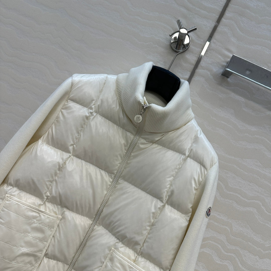 Moncler 2026 Cream Down-Padded Knit Cardigan Jacket 446782