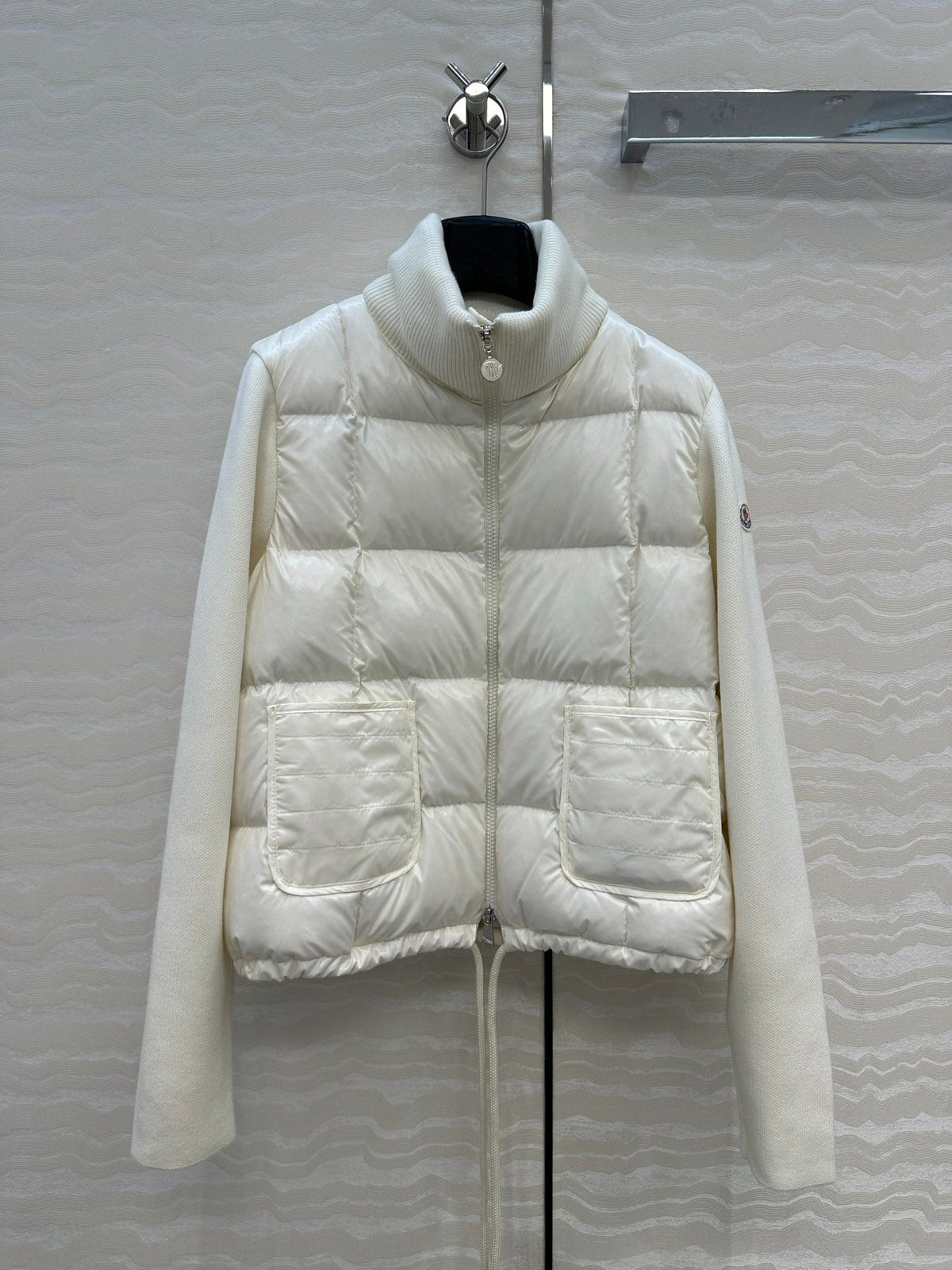 Moncler 2026 Cream Down-Padded Knit Cardigan Jacket 446782