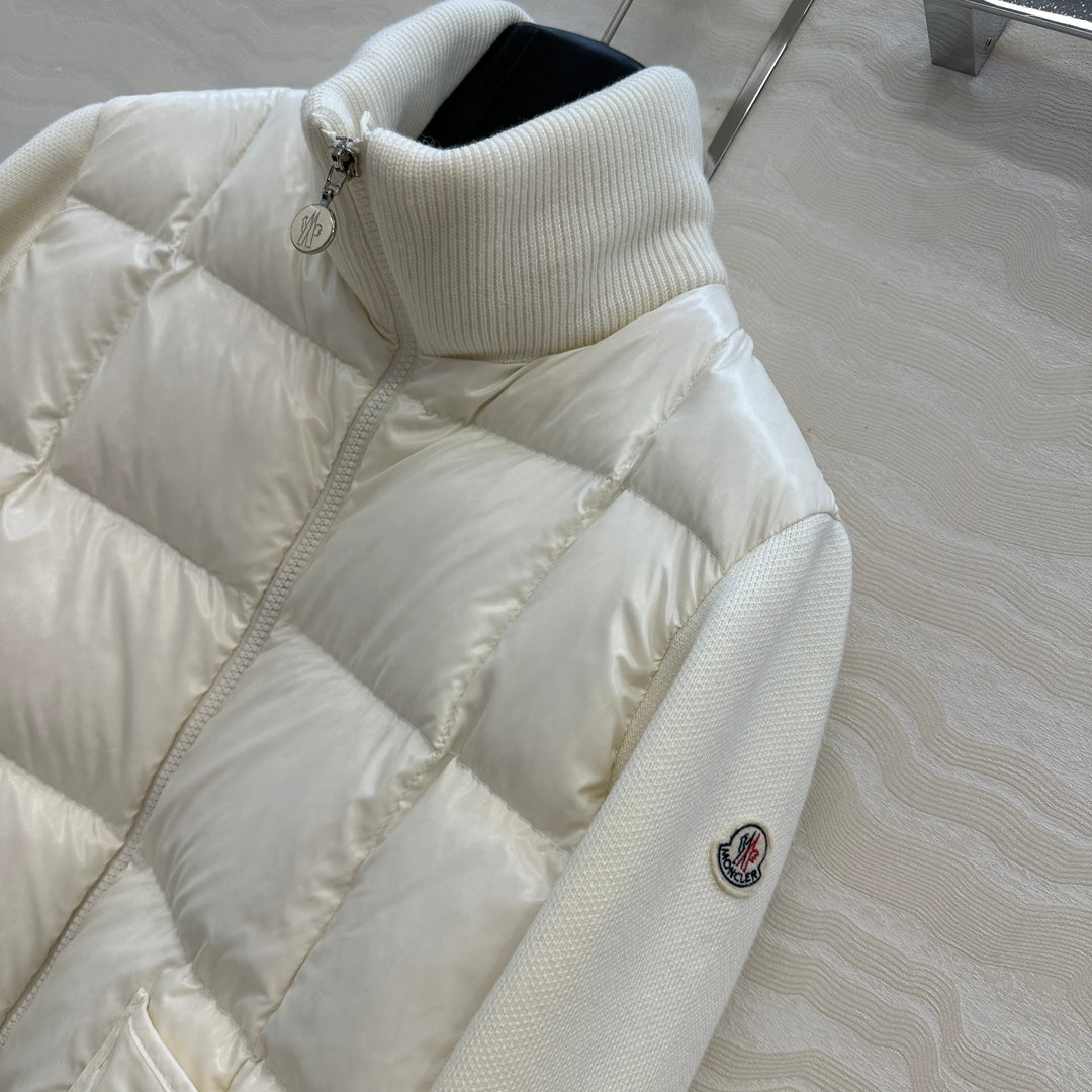 Moncler 2026 Cream Down-Padded Knit Cardigan Jacket 446782