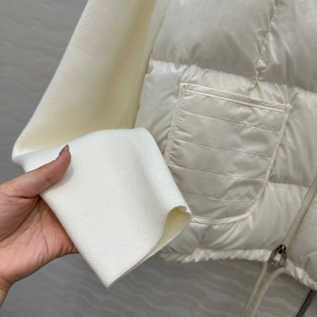 Moncler 2026 Cream Down-Padded Knit Cardigan Jacket 446782
