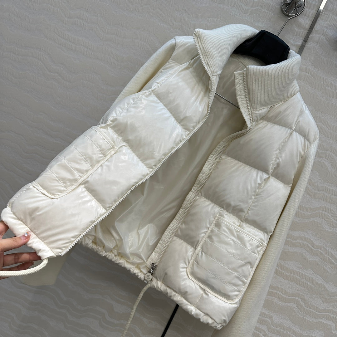 Moncler 2026 Cream Down-Padded Knit Cardigan Jacket 446782