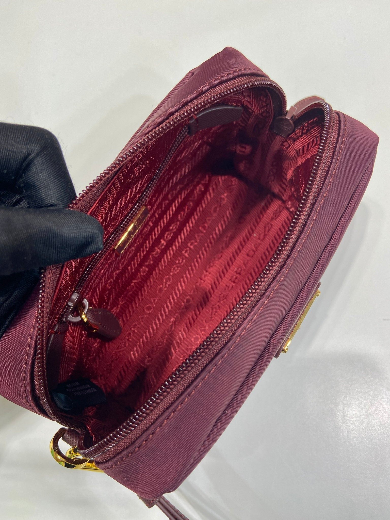 PRA clutch large 17 burgundy nylon fabric