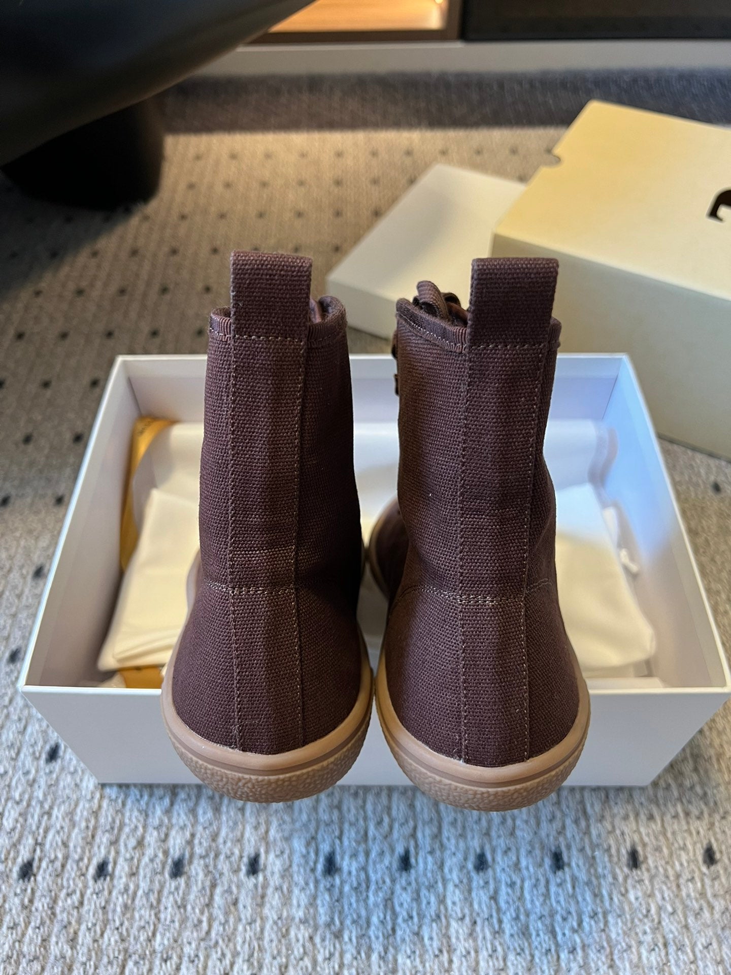 The Row 2025 High Sneaker Brown Canvas 561615