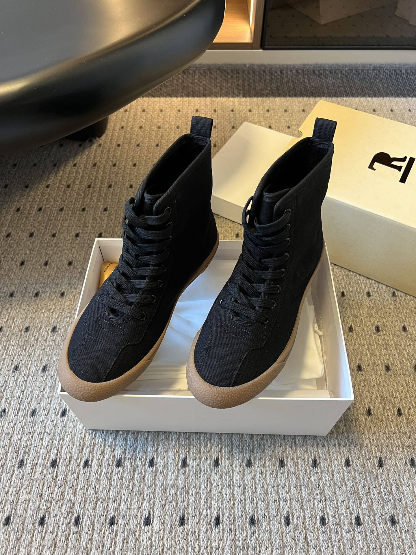 The Row 2025 High Sneaker Black Canvas 561613