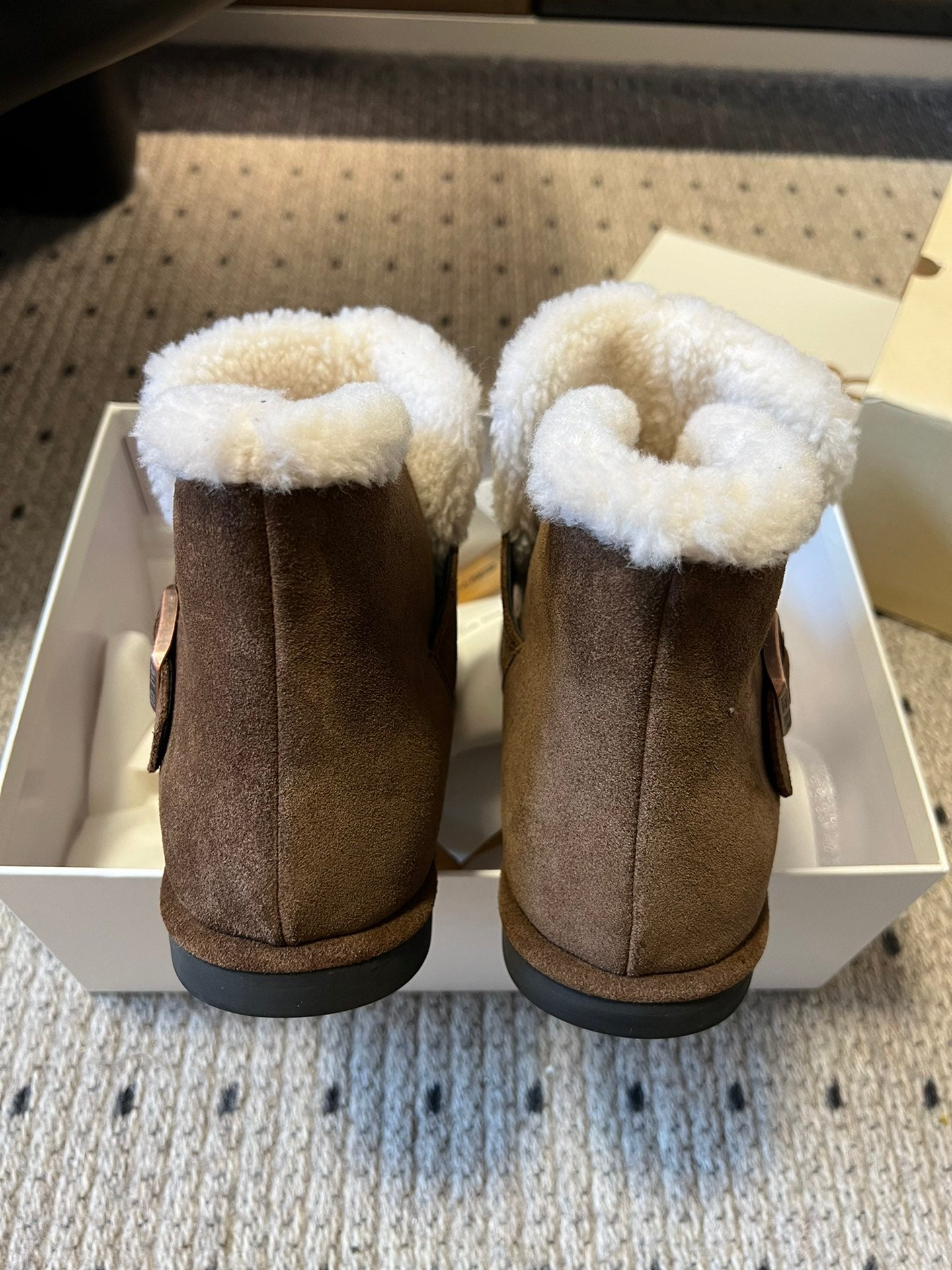 The Row 2025 Ankle Boot Brown White Suede Wool 561621