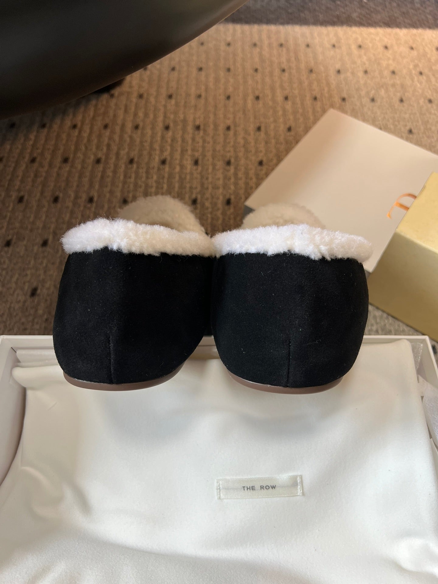 The Row 2025 Loafer Black White Suede Wool 561630