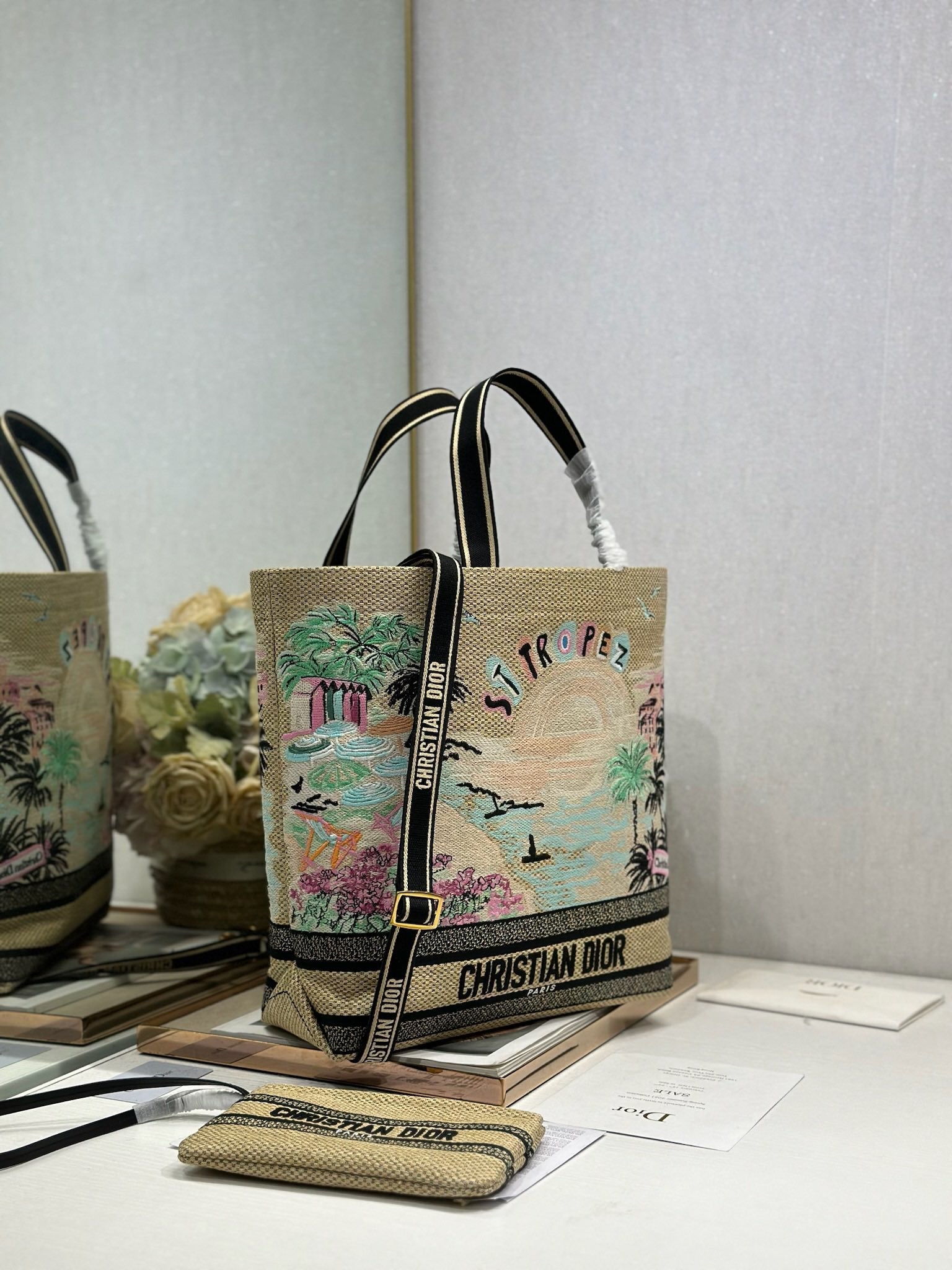 CD Fall 2025 Souvenir Large Book Tote Beige Cotton 288606