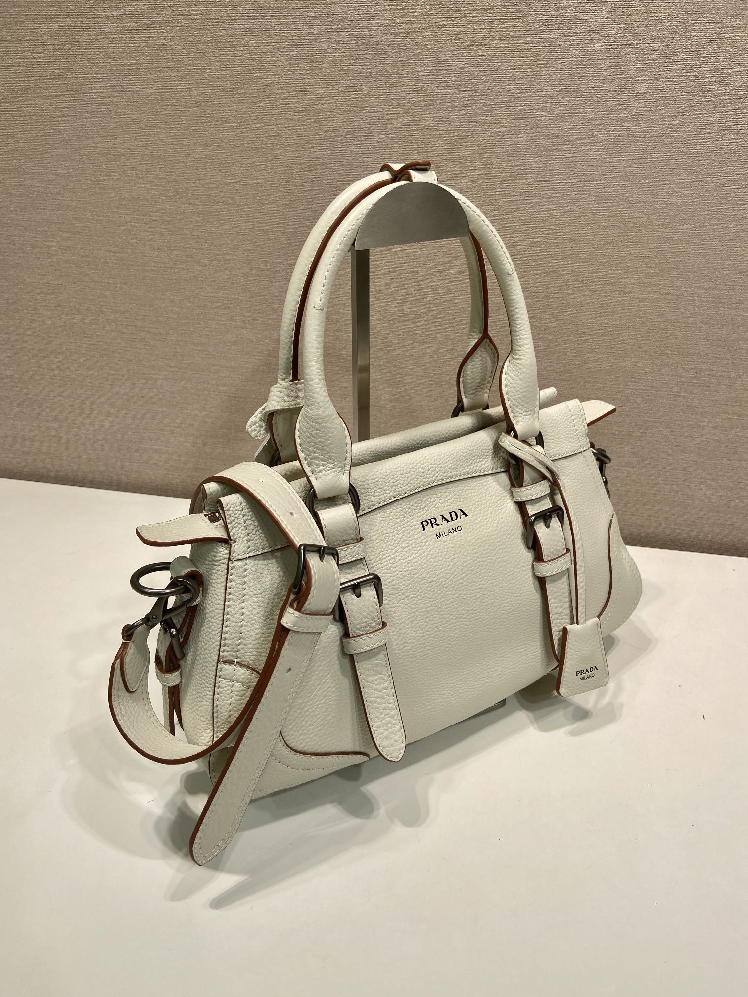 Prada Large Tote Bag 35cm Ivory Leather