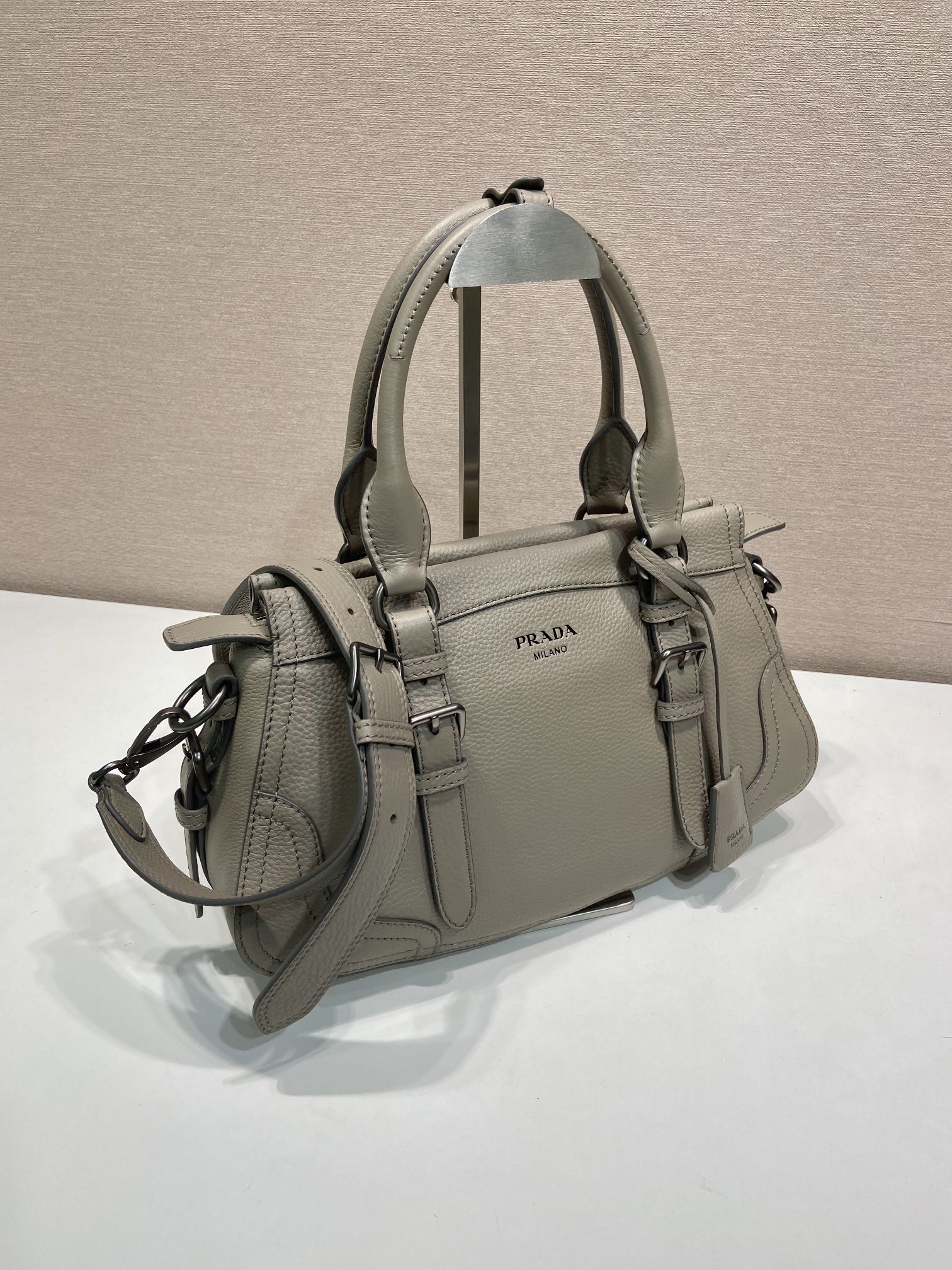 Prada Large Tote Bag 35cm Taupe Leather