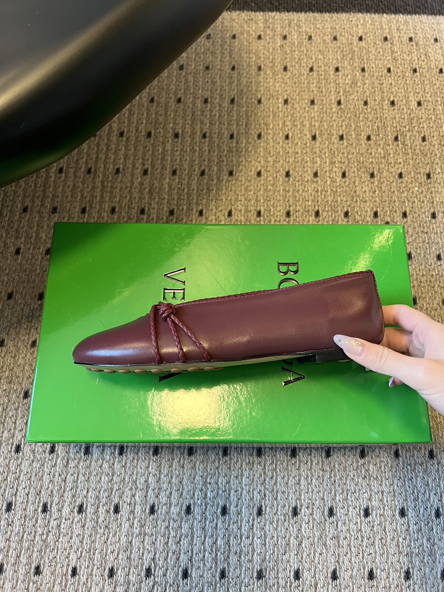 BV 26s Espadrille Ballet Flats Dark Red Lambskin