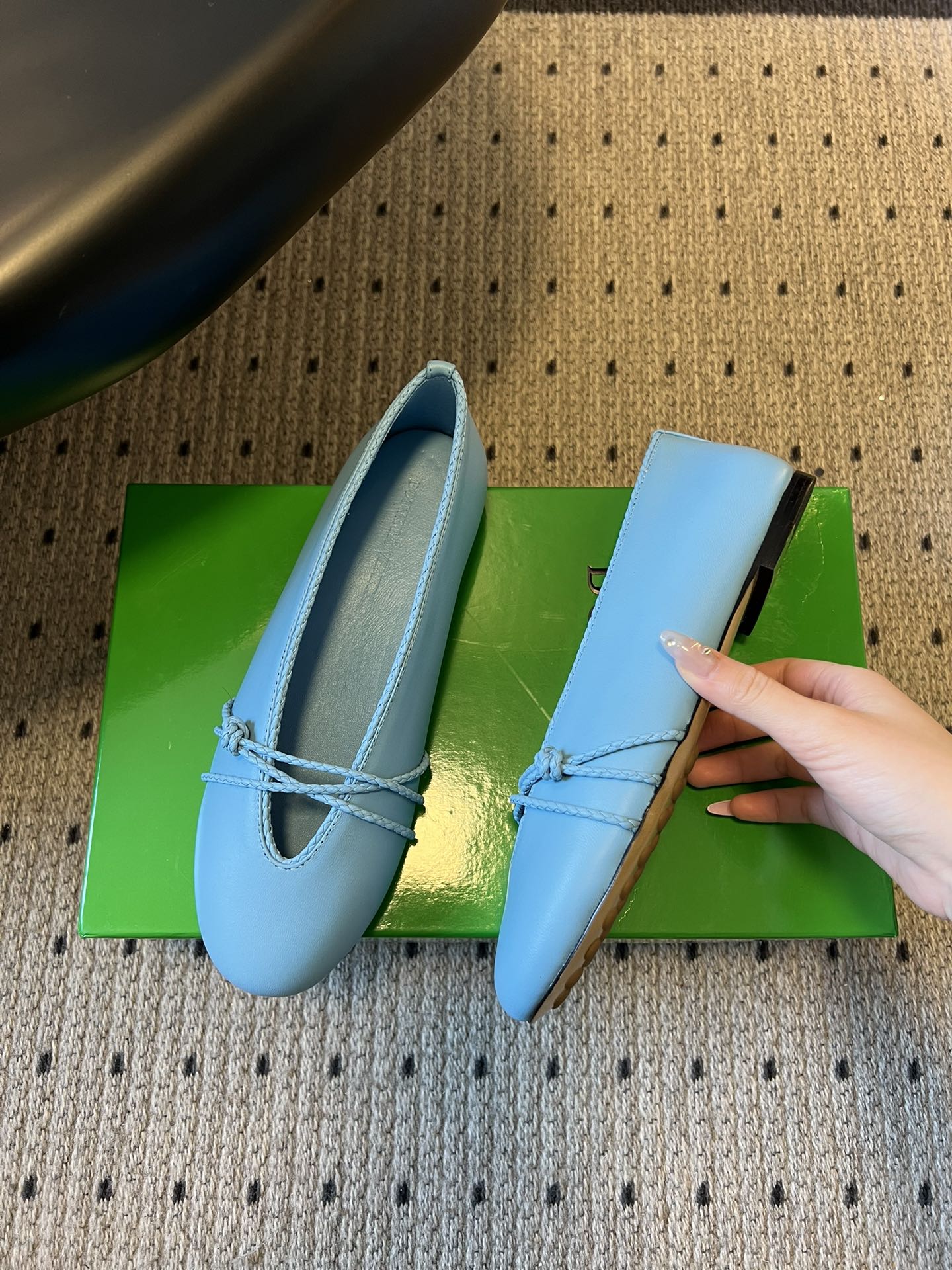 BV 26s Espadrille Ballet Flats Blue Lambskin