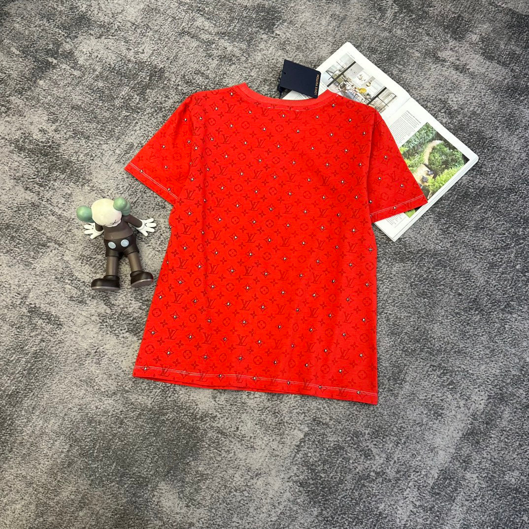 LV SS26 Monogram Stud T-Shirt Rio Red Cotton 350738
