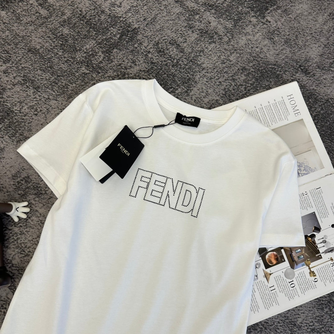 Fendi Embroidered Logo T-Shirt Cotton 350780