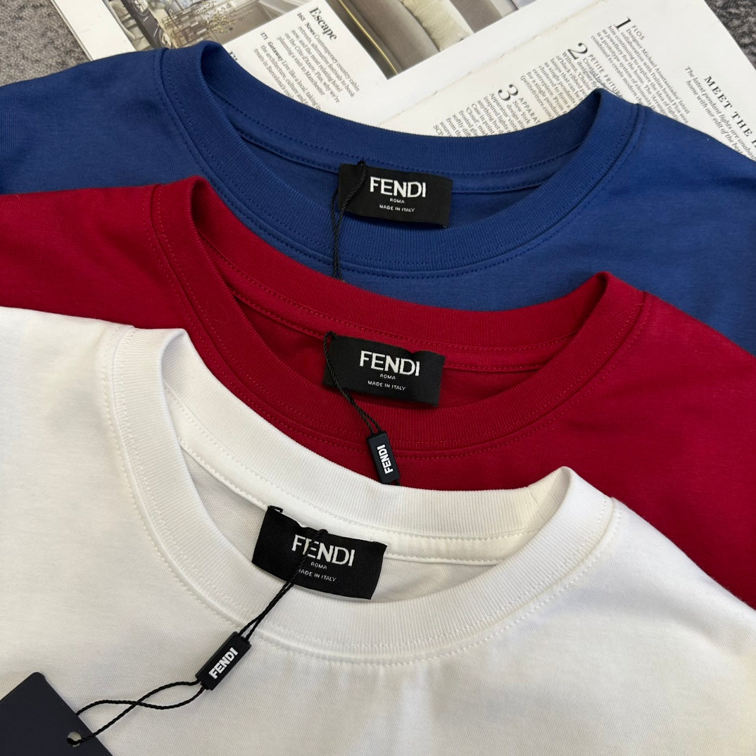 Fendi Embroidered Logo T-Shirt Cotton 350780