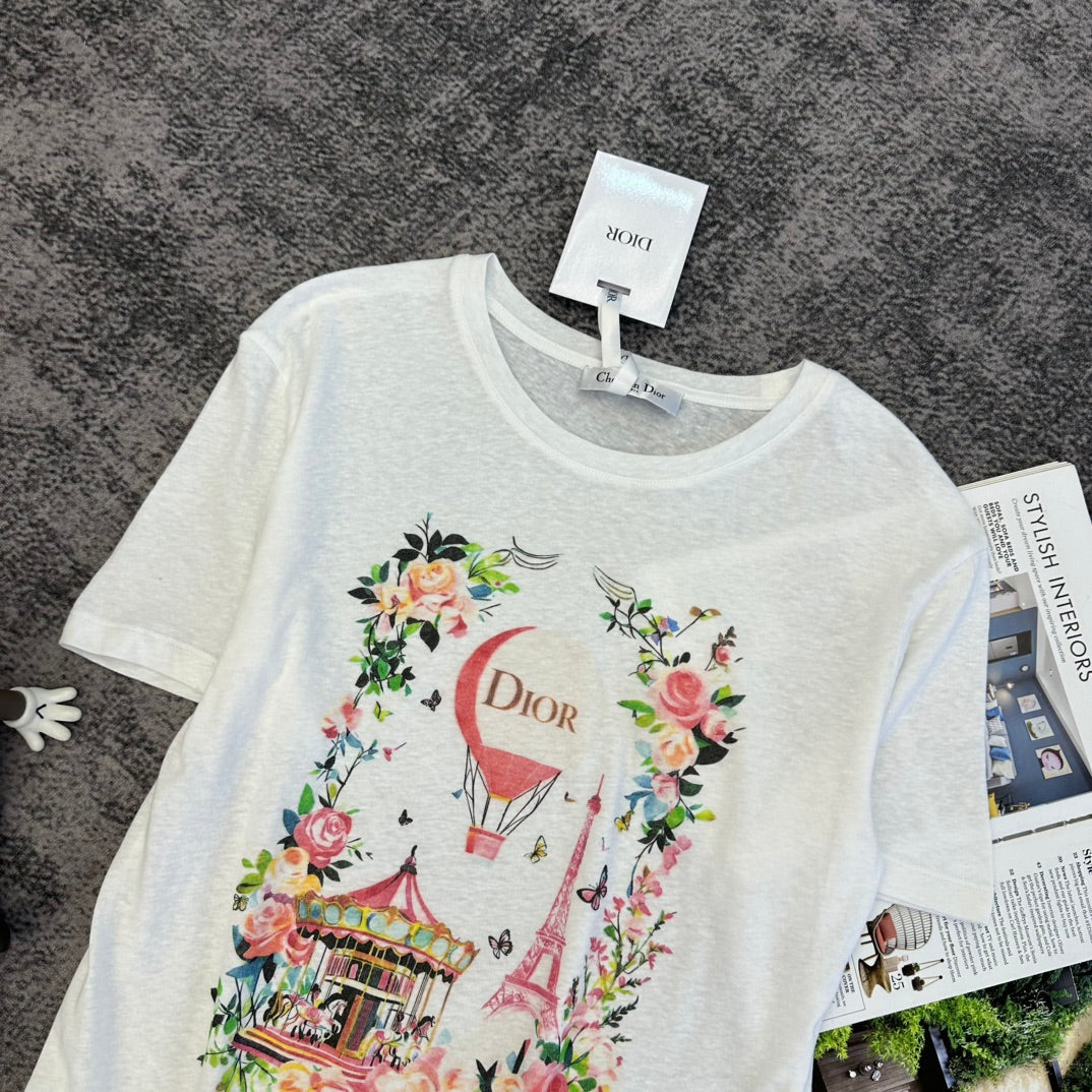 CD SS26 Carousel Print T-Shirt Cotton 350805