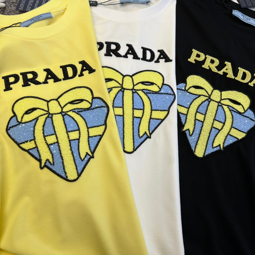 CD SS26 Heart Ribbon Logo T-shirt Cotton 350605