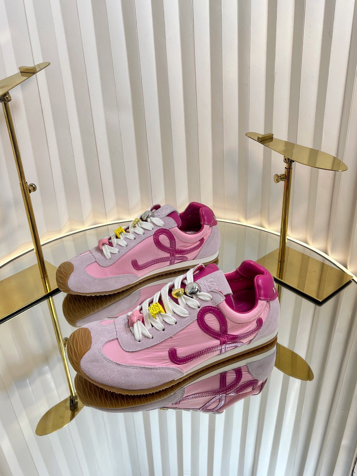 Loewe 26S Runner 2.0 Sneakers in Pink Suede and Fabric