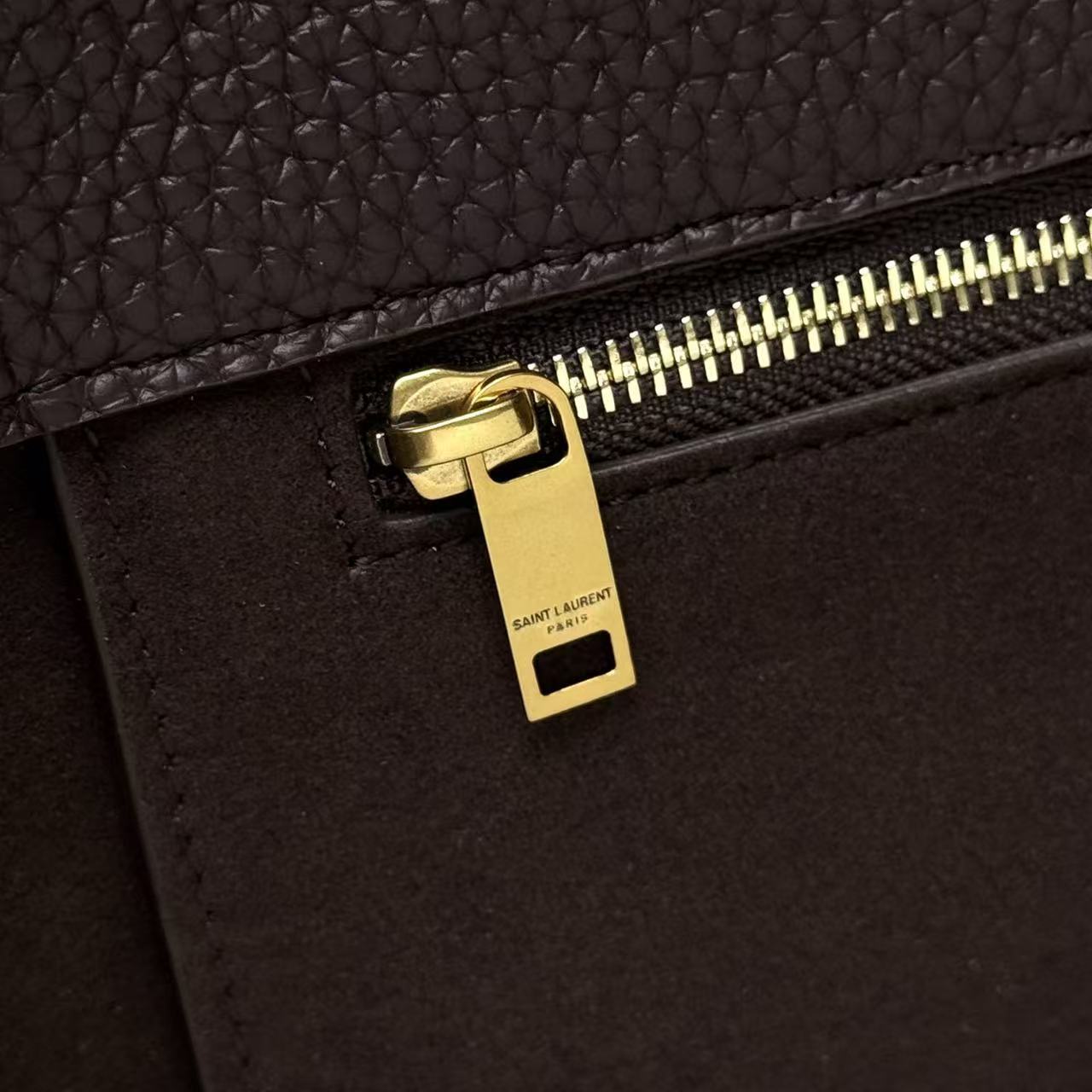 YSL Le 5 À 7 Bea Hobo Bag Dark Brown Grained Leather