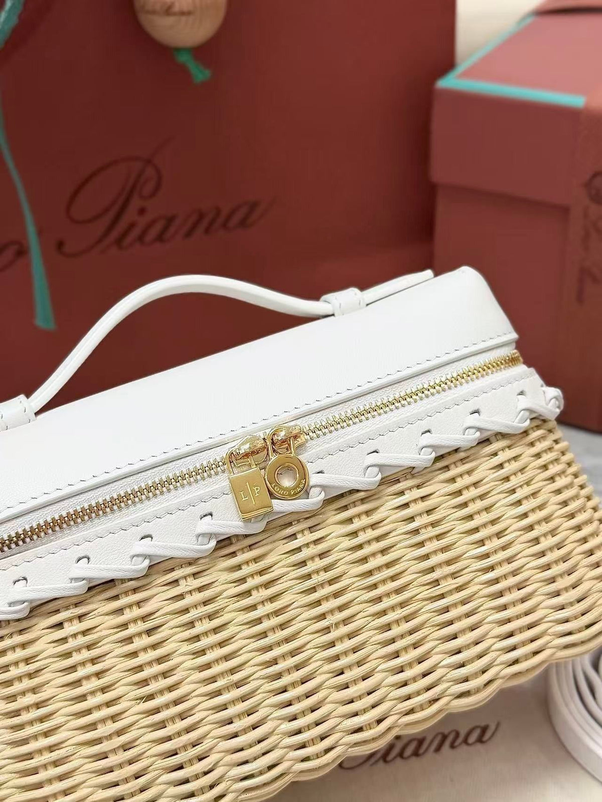 Loro Piana 2026 Extra Pocket L19 Bag Beige Pink Rattan Leather