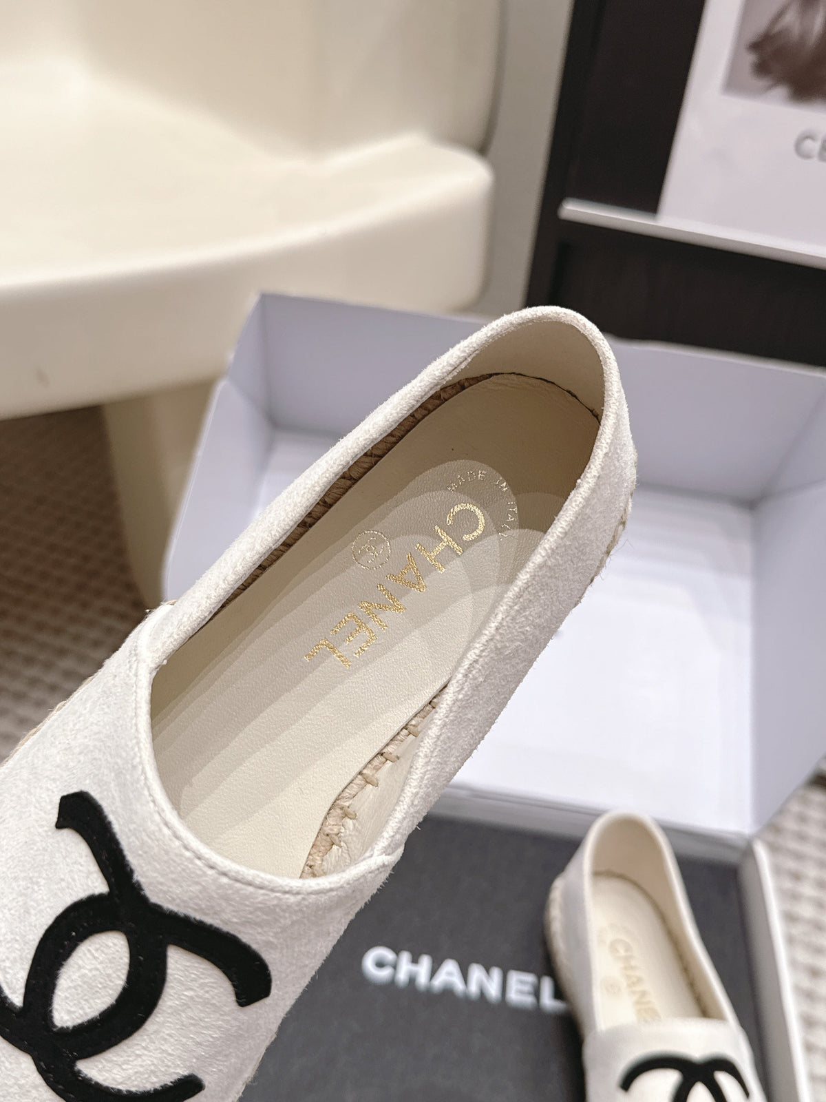 CC 26S Espadrille Slip-Ons in White Mix Black Suede