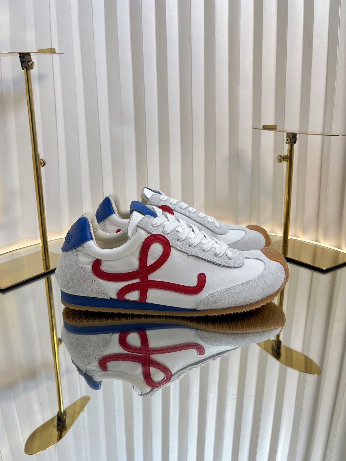 Loewe 26S Runner 2.0 Sneakers in White Fabric and Suede Style 1