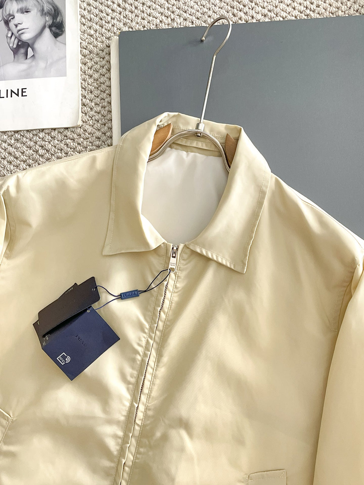 Prada 26s Men Zip Up Blouson Jacket Mini Logo Tag 639148
