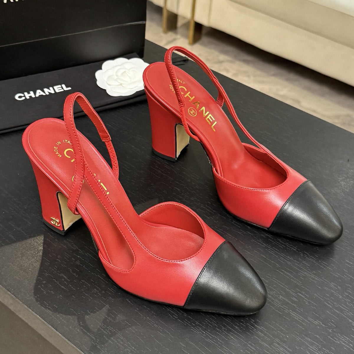 Chanel 2026 Two-Tone Slingback 7.0cm Cowhide 168116
