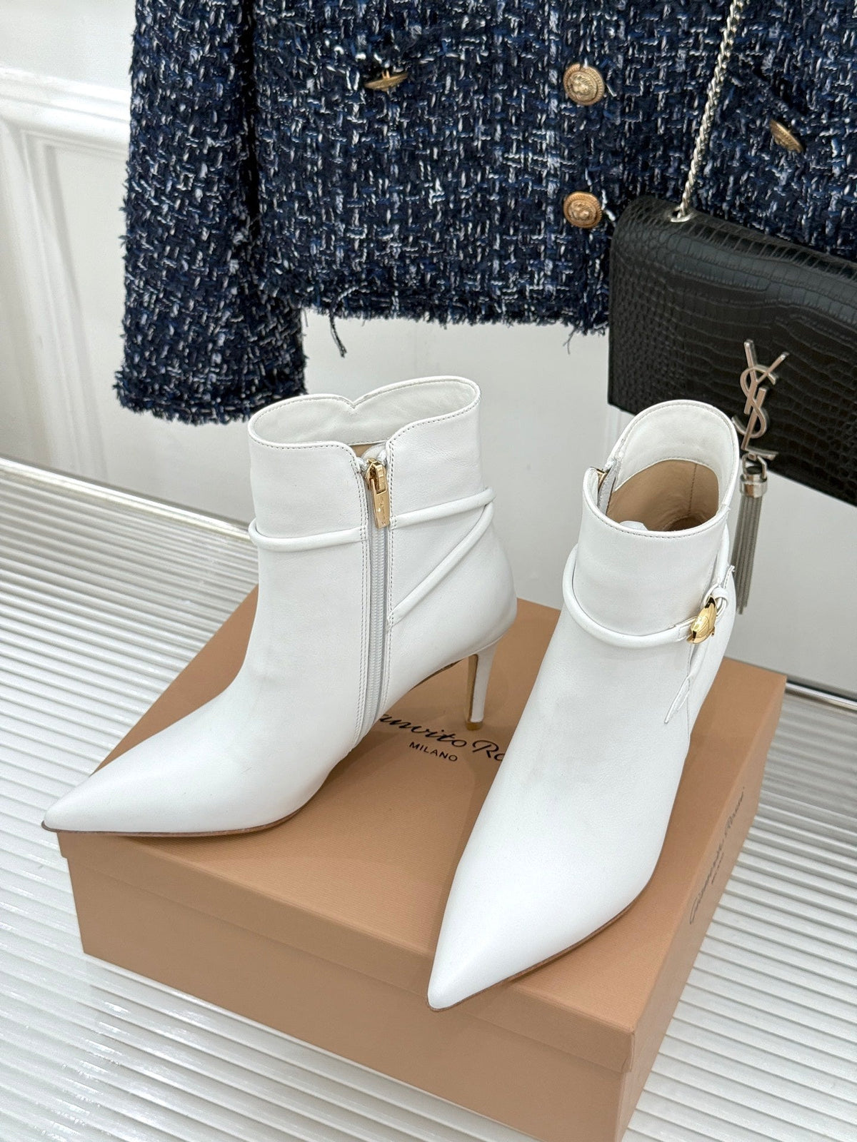 GR 26s Jungle Mamba Booties 8cm White Leather 175082
