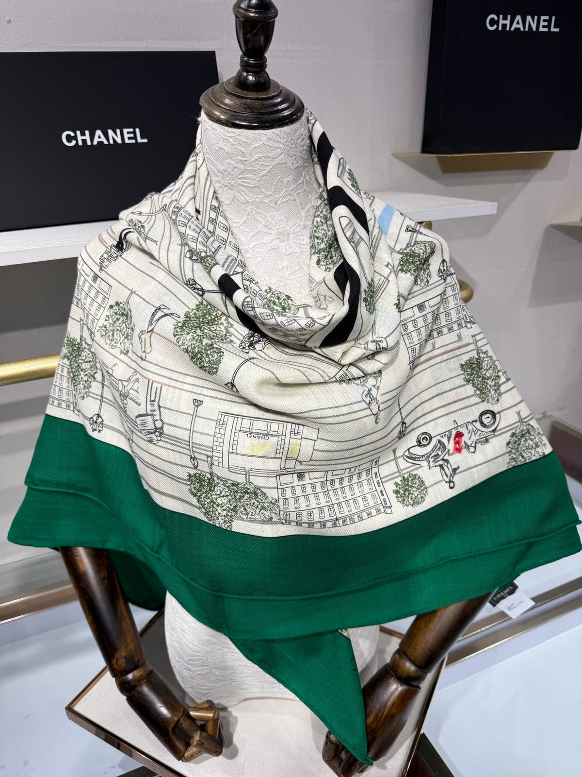Chanel 2026 Landscape Motifs Scarf 140cm Cashmere Silk 218437